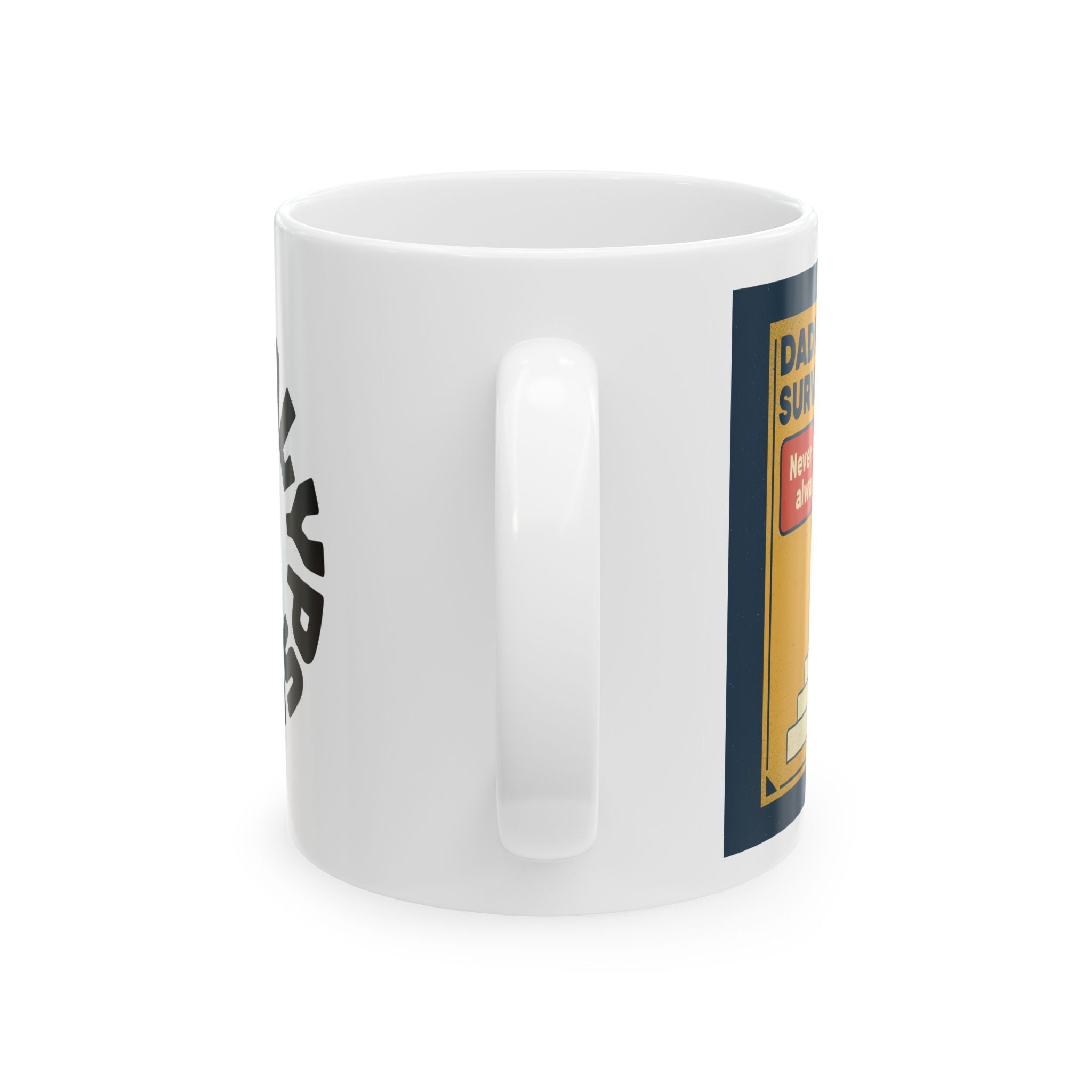 Dadpocalypse Survival Tip Mug | Never Trust Stairs Pun Coffee Mug | Funny Dad Joke Gift | Retro Demon Stairs Humor Cup