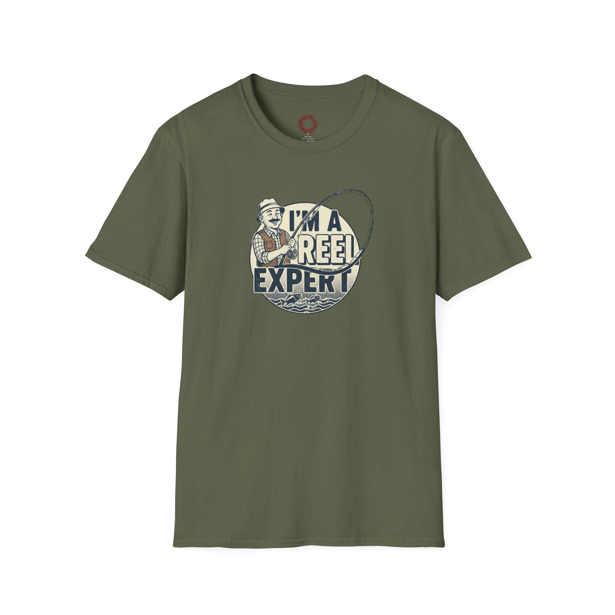 Fishing T-Shirt — "I'm a Reel Expert" Retro Angler Tee