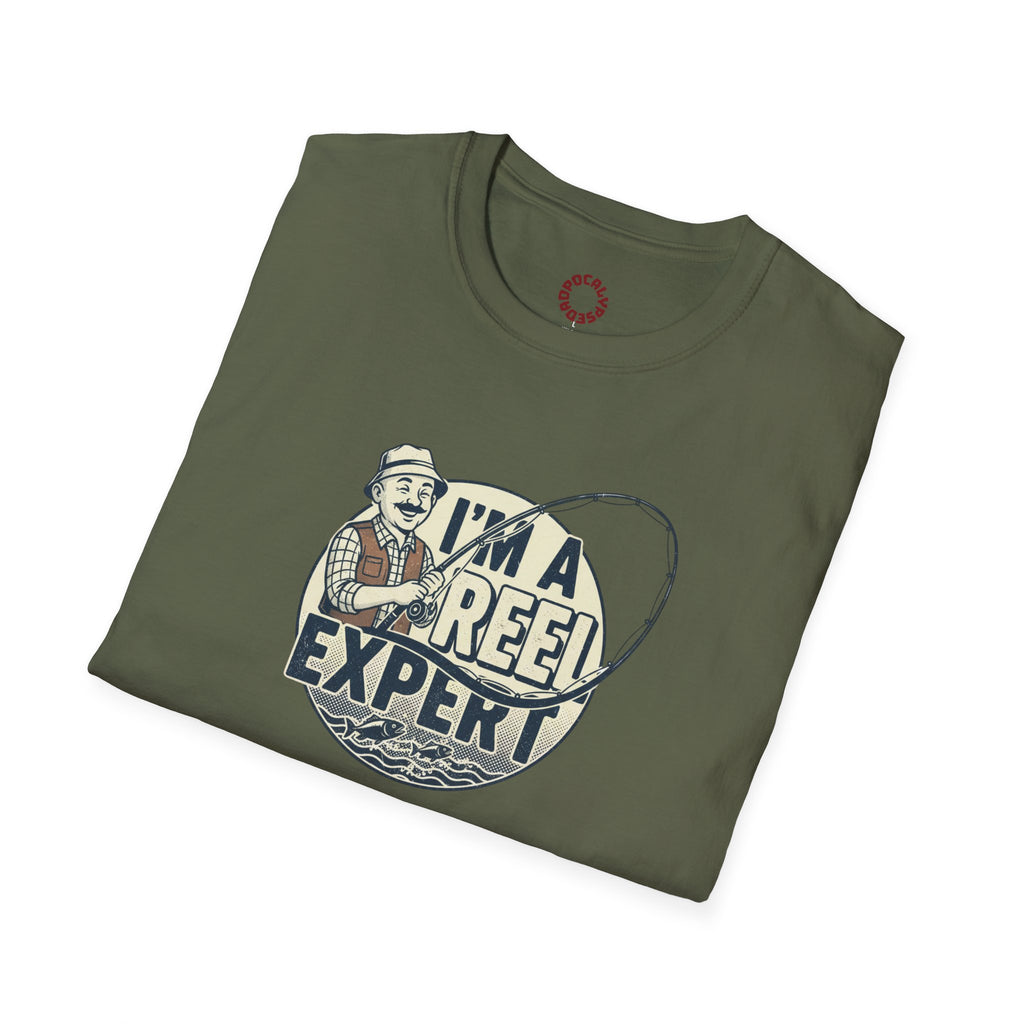 Fishing T-Shirt — "I'm a Reel Expert" Retro Angler Tee
