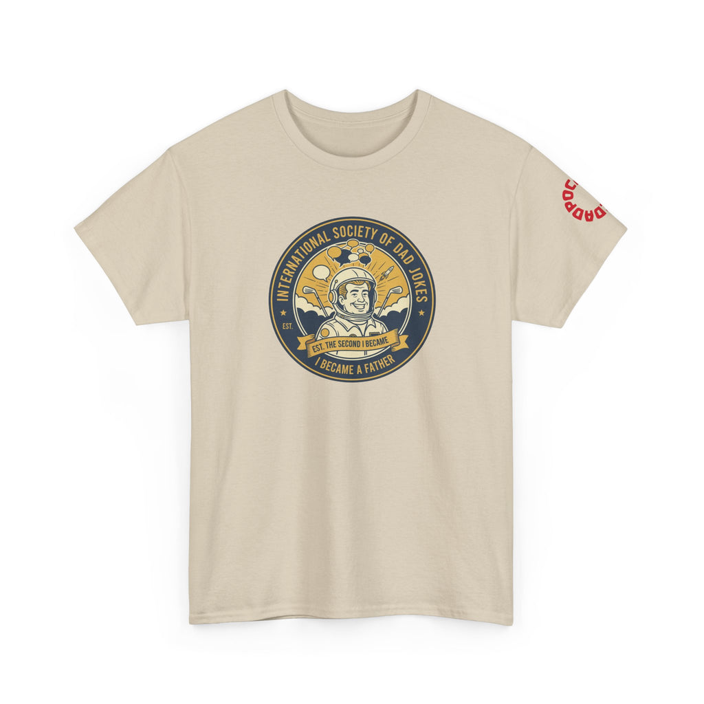 Dadpocalypse Dad Jokes Society T-Shirt | Funny Father's Day Gift | International Society Patch Tee | Astronaut Pun Shirt