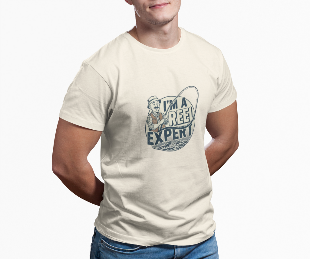 Fishing T-Shirt — "I'm a Reel Expert" Retro Angler Tee