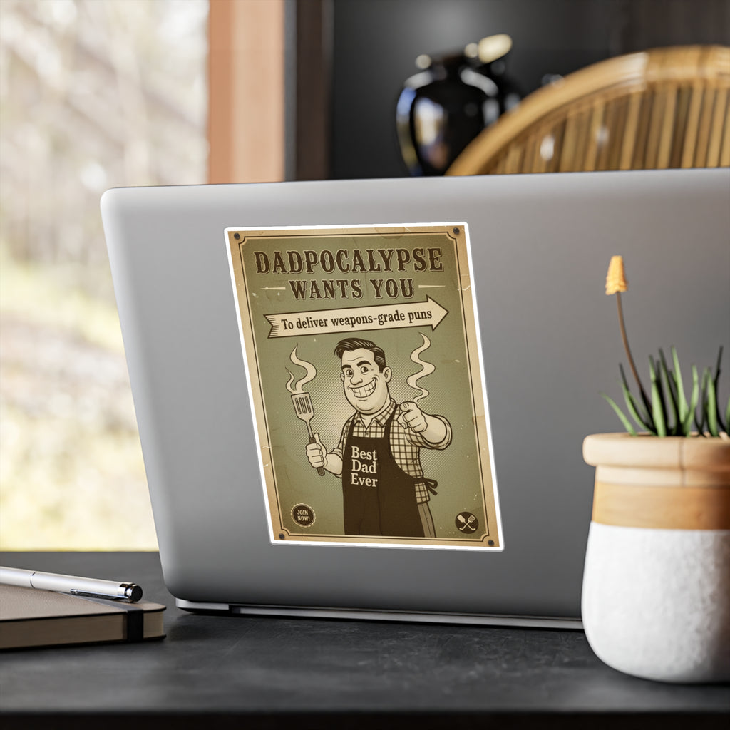 Dadpocalypse Wants You Sticker | Weapons-Grade Puns Propaganda Decal | Vintage Dad Joke Vinyl
