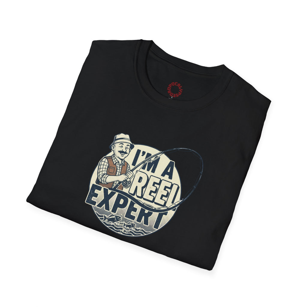 Fishing T-Shirt — "I'm a Reel Expert" Retro Angler Tee