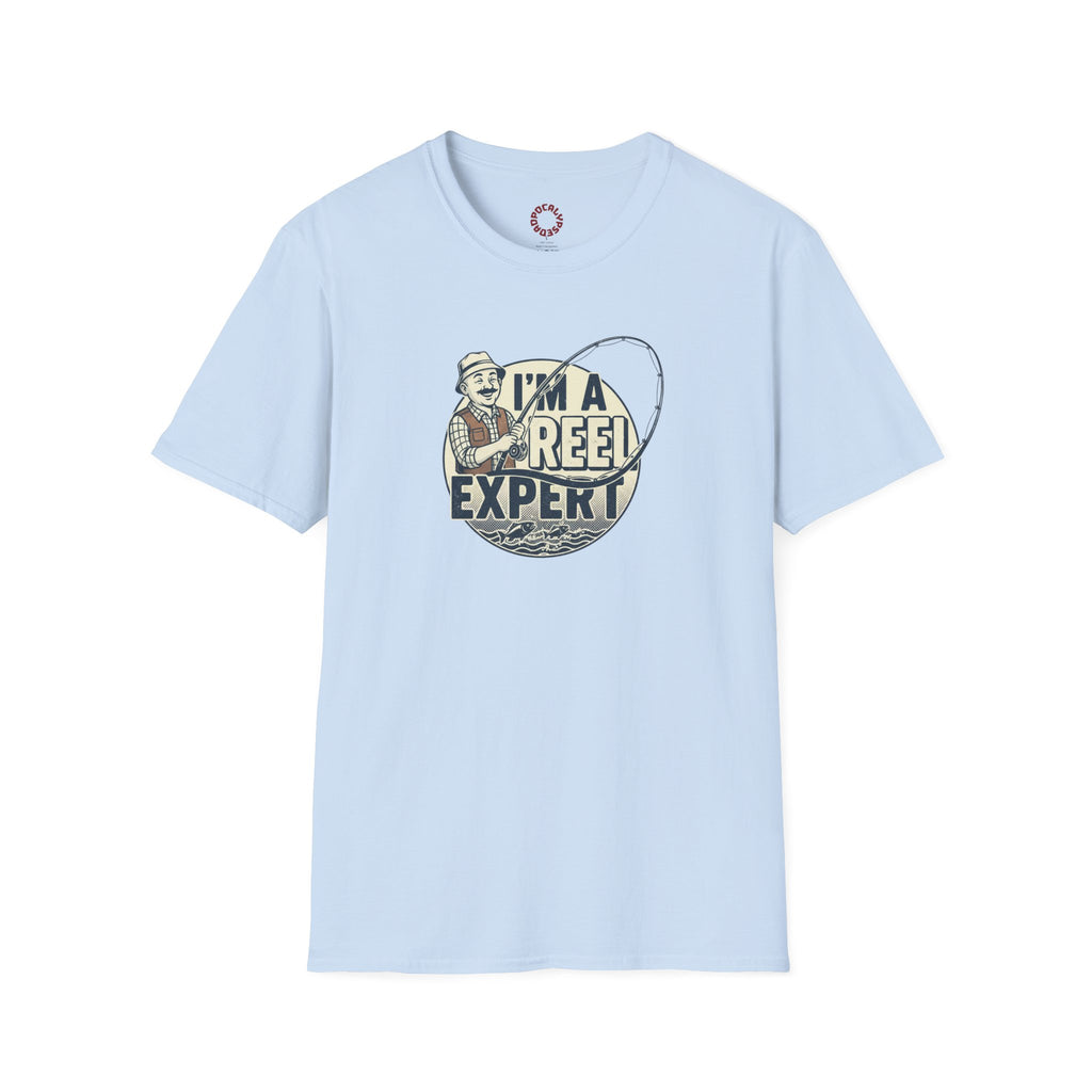 Fishing T-Shirt — "I'm a Reel Expert" Retro Angler Tee